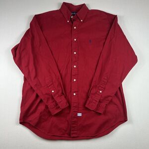 Ralph Lauren Shirt Mens Large Red Button Down Classic Long Sleeve 100% Cotton